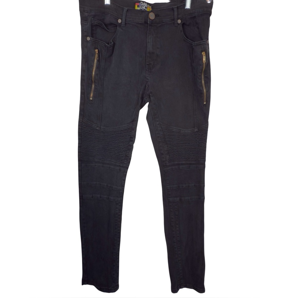 Demolition Men’s Sleek Black Moto Skinny Jean Size 38